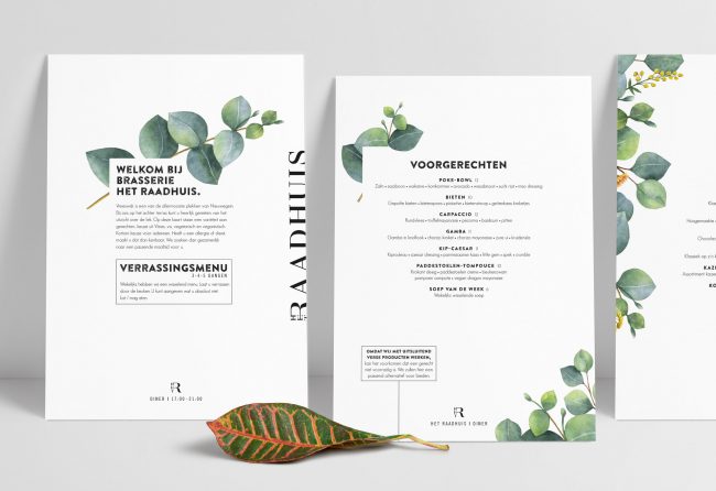 Het Raadhuis | Ontwerp menukaart